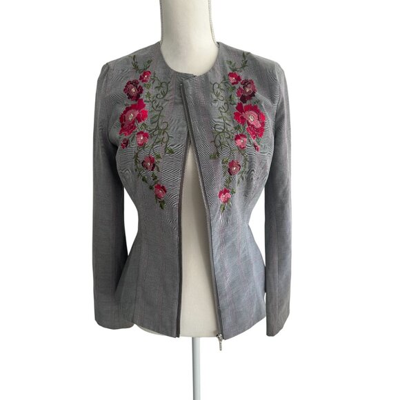 XOXO Y2K Floral Plaid Peplum Blazer Size Medium - Picture 3 of 9